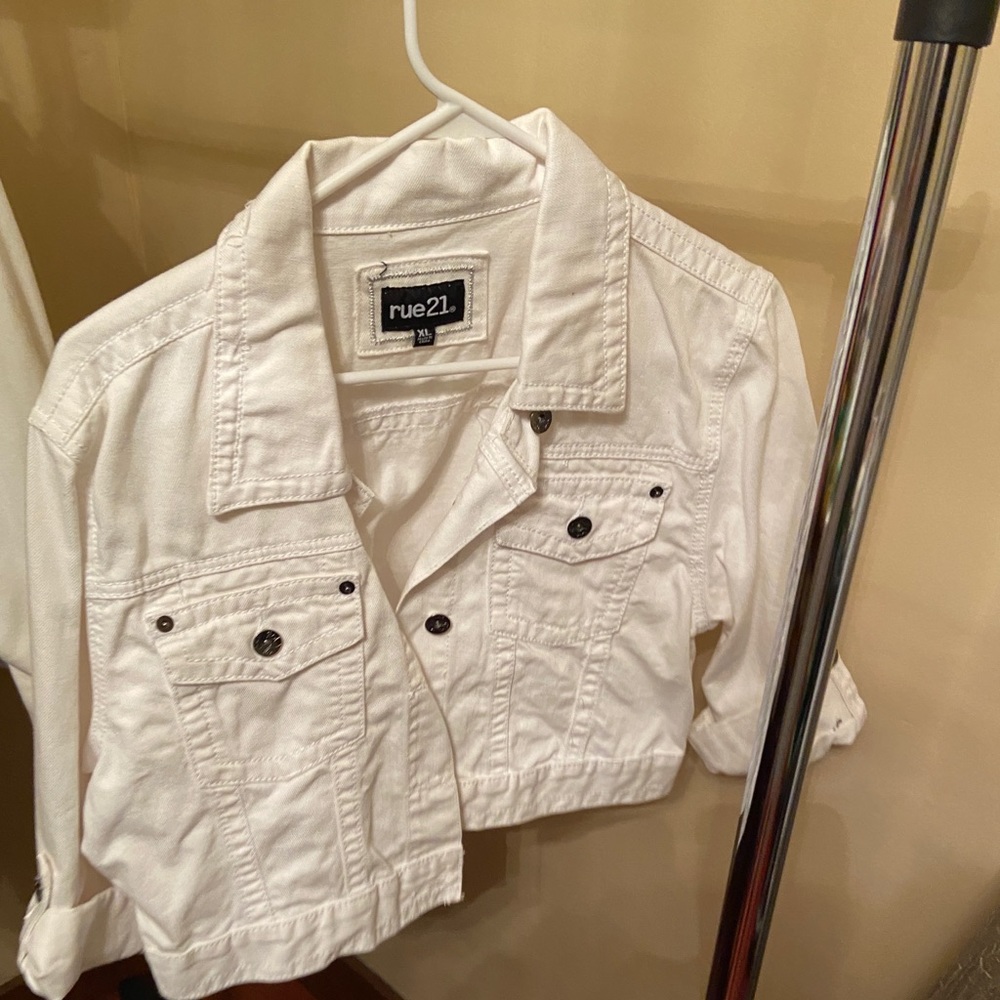 White jean half jacket